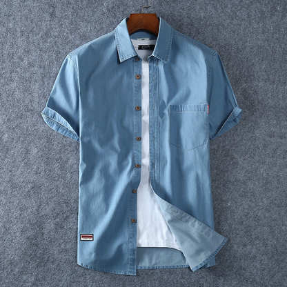 ModeMans™ Denim Short-sleeved Button Down Shirt