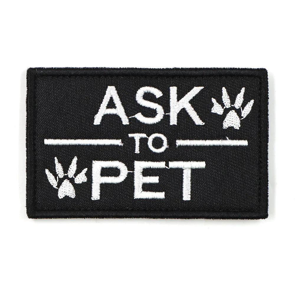 Ask To Pet Patch Black For Harness Fall 2025 Pet Safety Accessory For Gentle Interactions