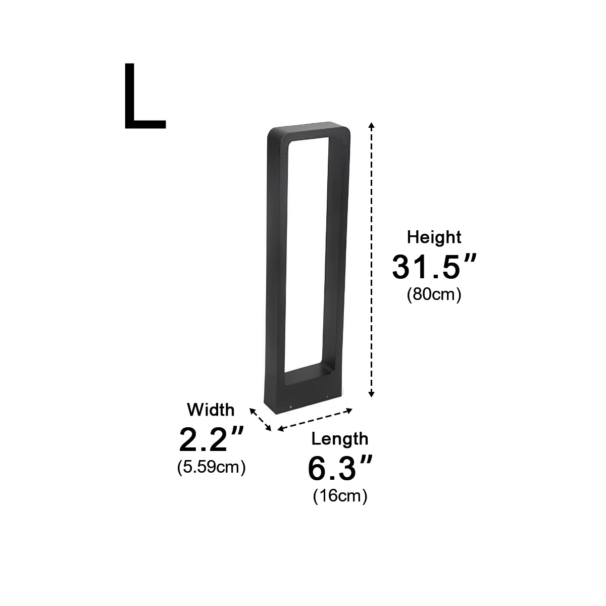 Modern Rectangular Frame Waterproof Outdoor Bollard Parth Light