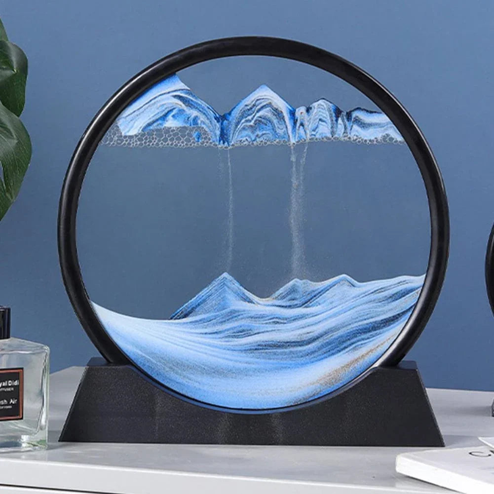 Moving Sandscape Blue Glass Dome Desk Decor - Zen Kinetic Tabletop Toy, Viral Trend Fall 2026 Gift
