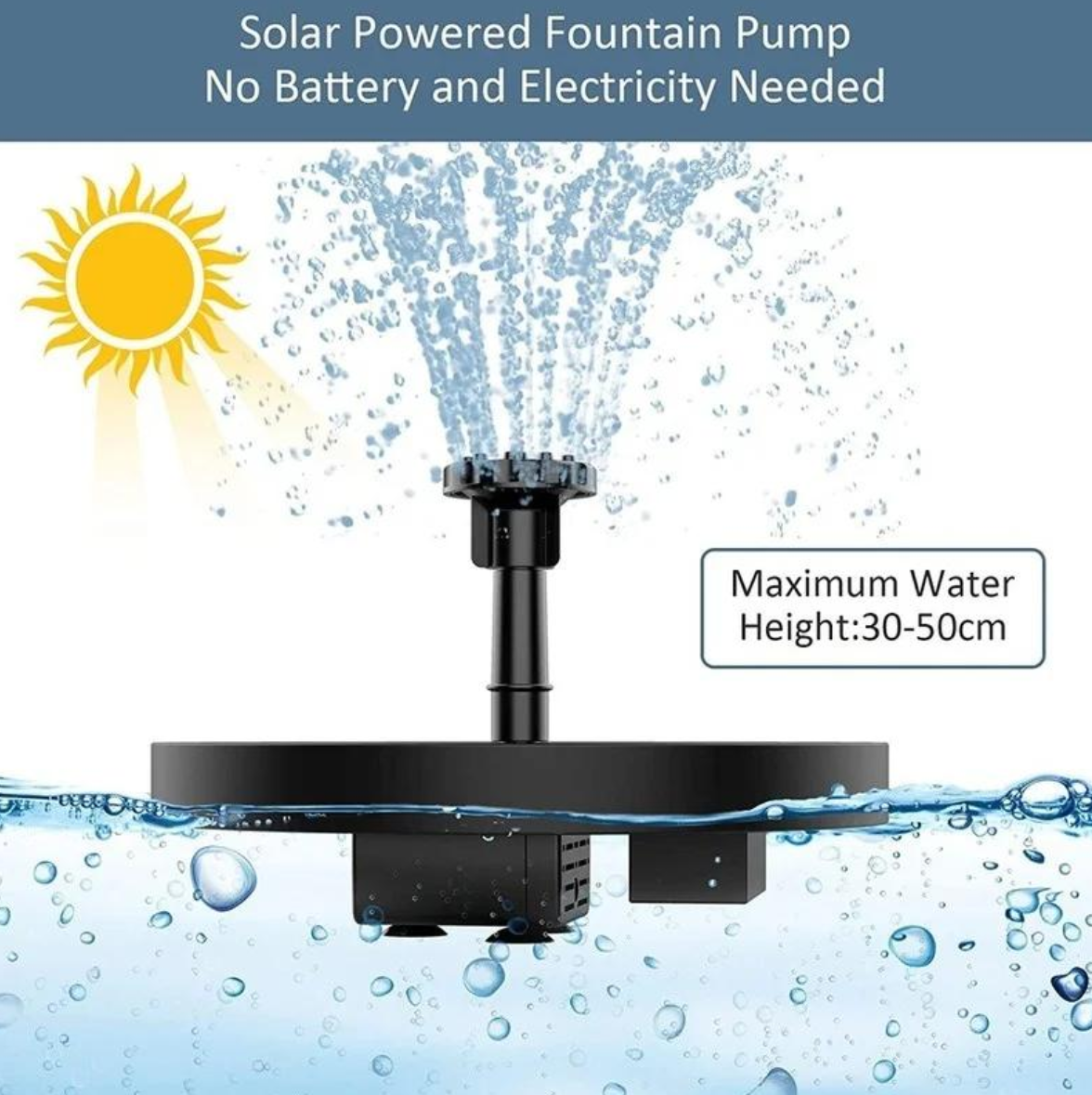 Solar-Powered Floating Fountain Pump for Pond & Garden