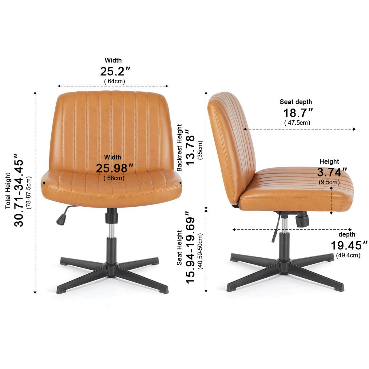 26 inches 360 Swivel Ergonomic Cross-Legged Chair, Home Office Chair