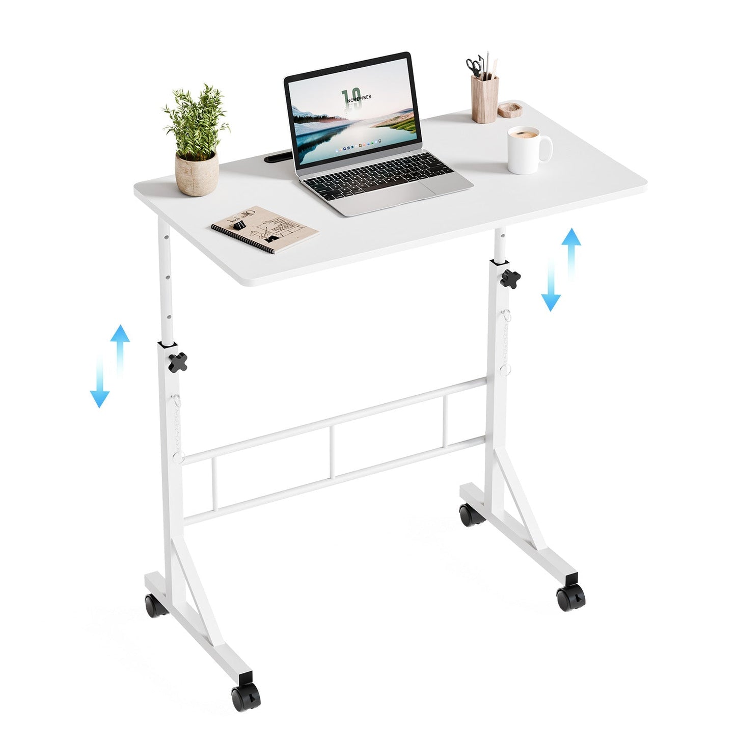 31.5" Adjustable Mobile Rolling Ergonomic Office Desk