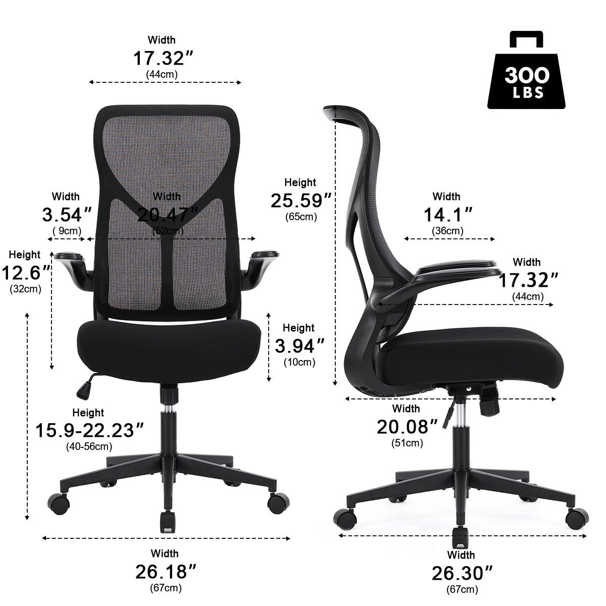 360 ° Rotatable Ergonomic Computer Mesh Office Chair with Armrests Support