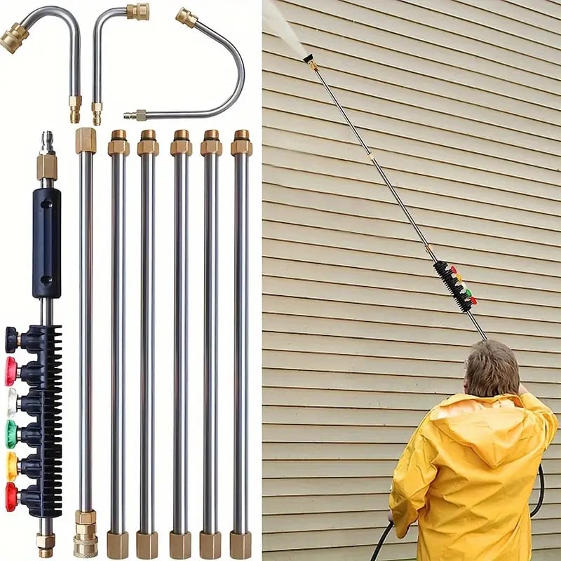 Telescoping High Pressure Washer Wand Set 8–10 Ft Reach For Gutter And Roof Cleaning Ladder Free Fall 2026