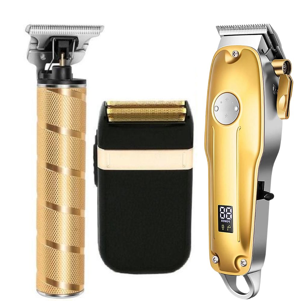Hair Clippers Gold All-Metal Cordless Clipper With LED Battery Indicator Ceramic Blades 4 Cutting Heads Fall 2026