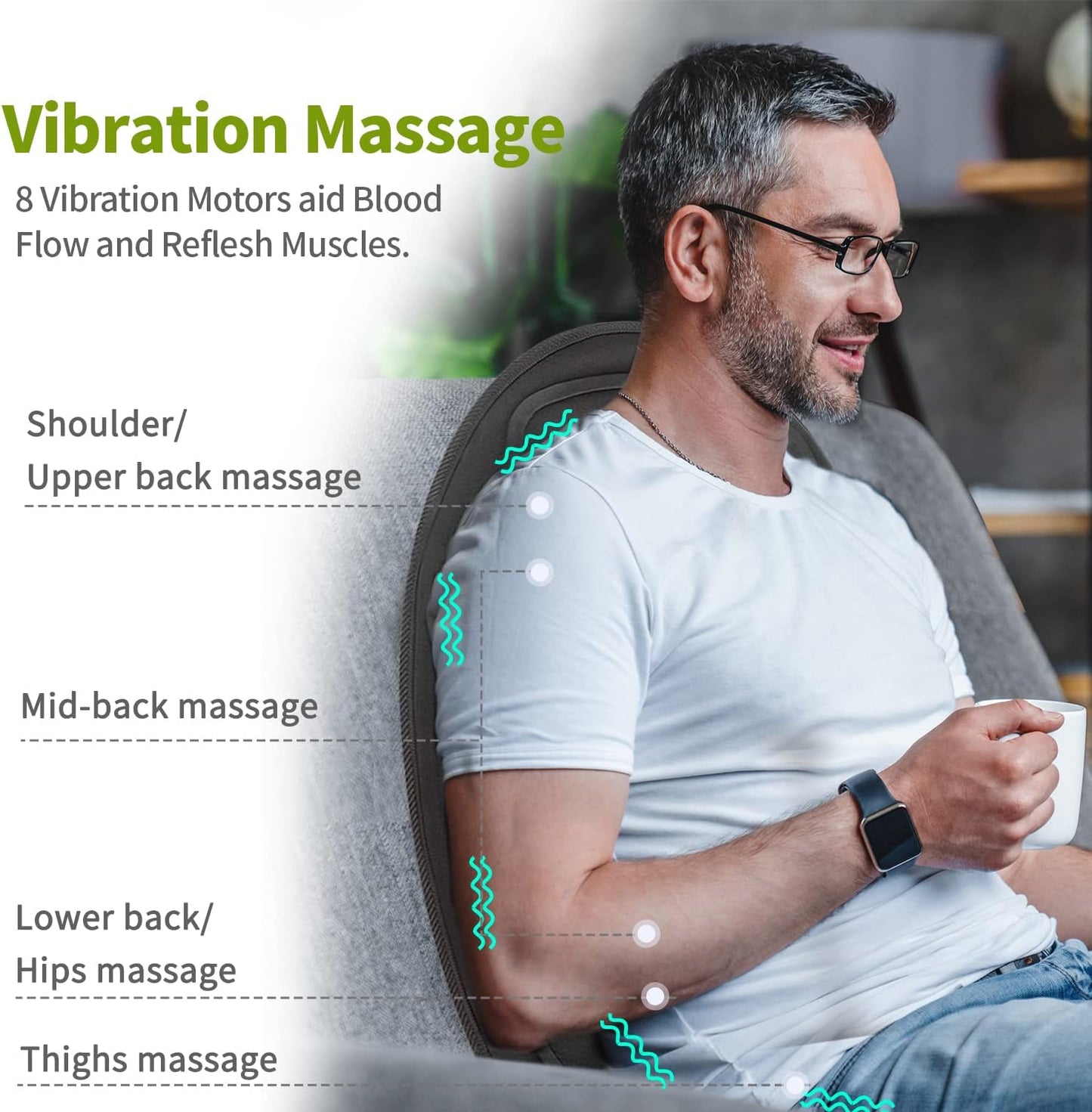 Massage Cushion For Chair And Car Seat With Heat Eight Vibration Nodes Back Pain Relief Fall 2025