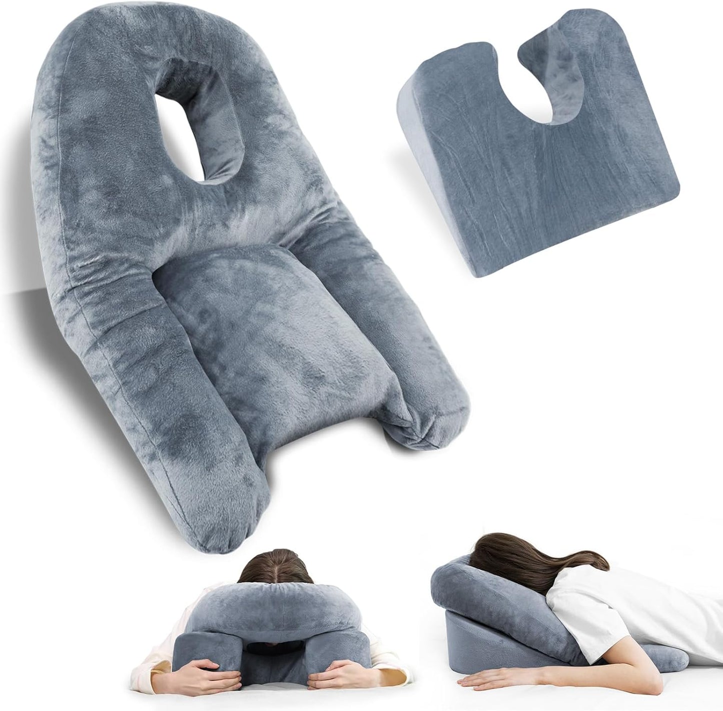Face Down Pillow Blue Plush Recovery Pillow For Post Op Eye And BBL Surgery Gentle Support During Healing