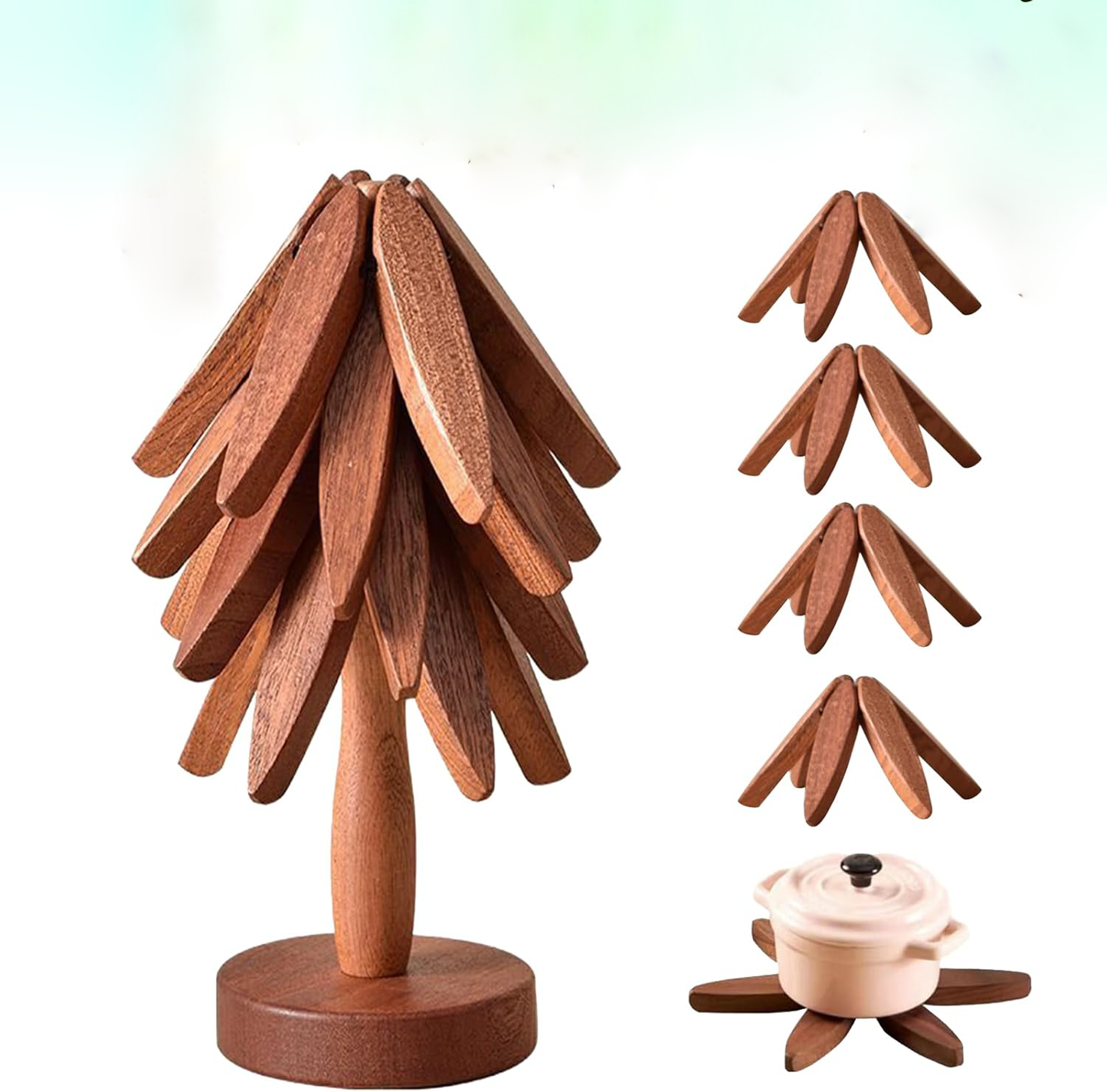 Wooden Trivet Tree Set Interlocking Design For Heat Protection Spring 2026 Decor Gift