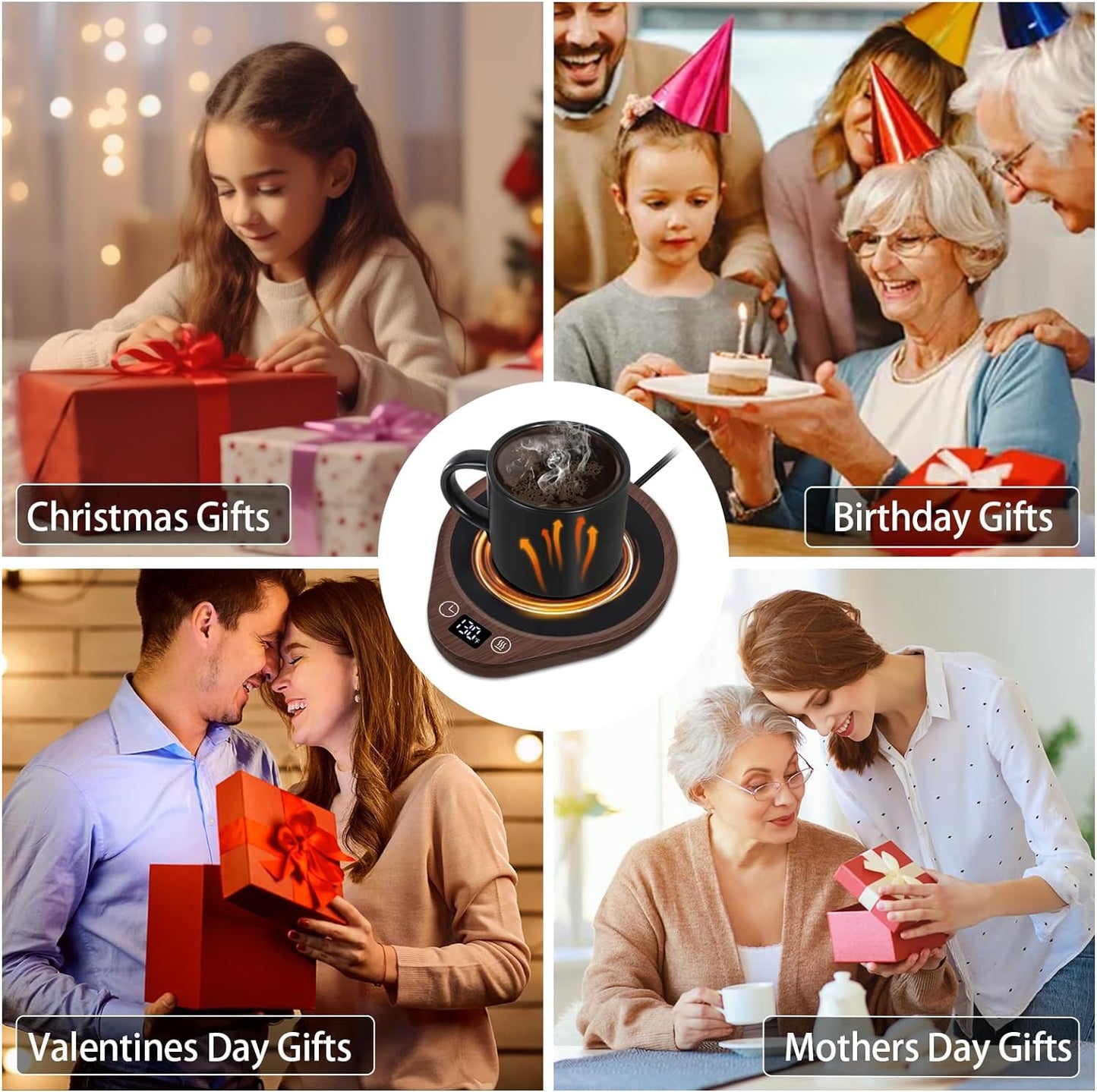 Coffee Mug Warmer Set With 5.5 Inch Heating Plate, Touch Controls, 3 Temperature Levels, 4 Hour Auto Off, Back to School Gift 2025