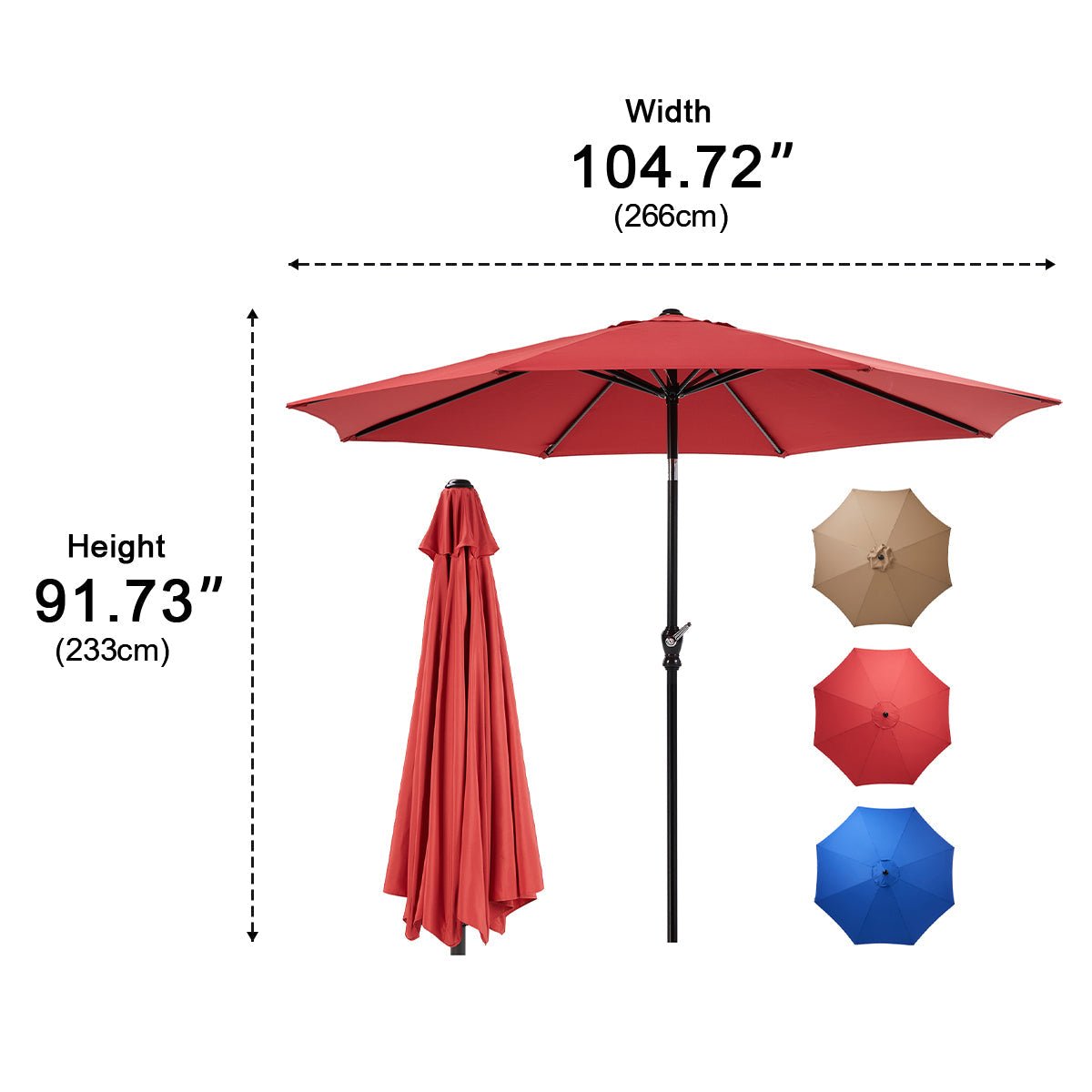 9 Ft Waterproof UV Protection Outdoor Patio Umbrella