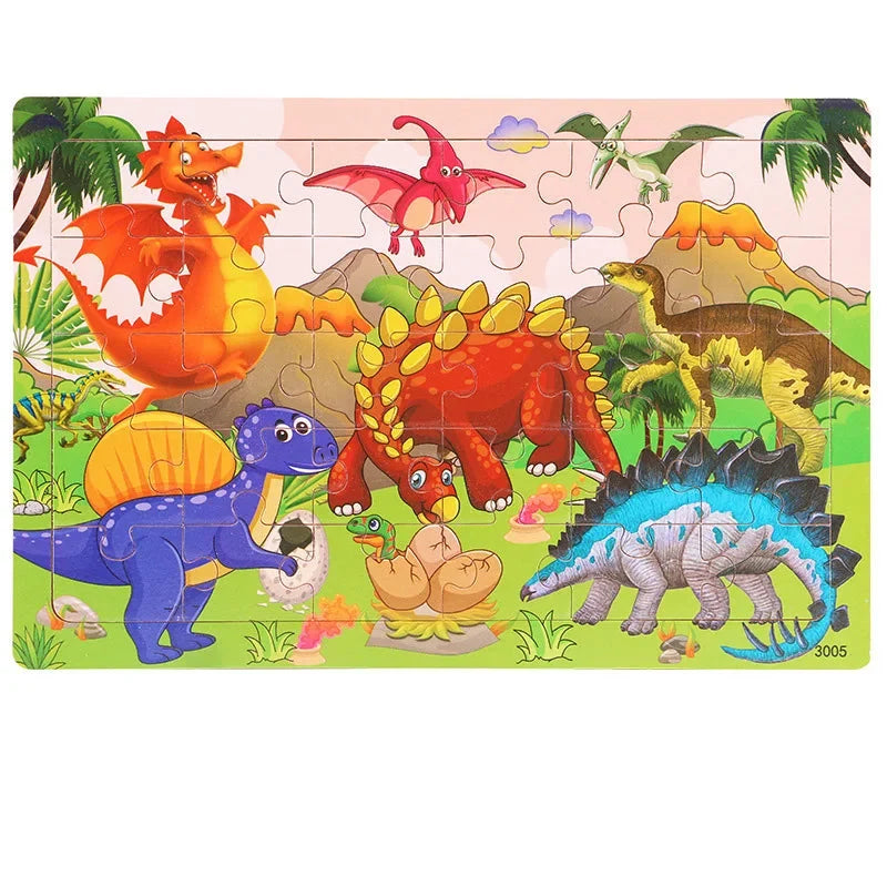 Logic Thinking Wooden Puzzle Jigsaw for Kids - Animal Vehicle Educational Gift