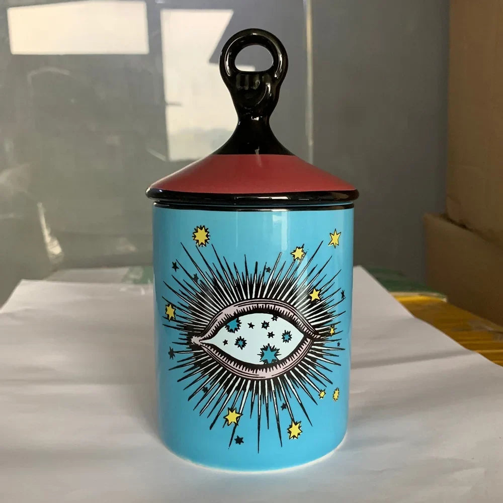 Candle Holder Starry Sky Big Eye Ceramic Jar Home Decor Fall 2025 Aromatherapy Scented Gift