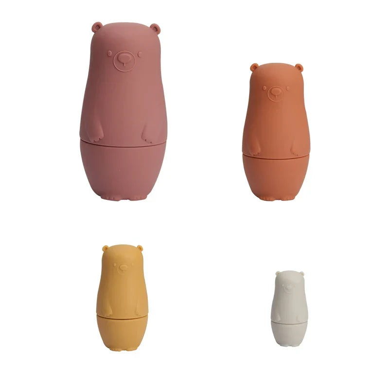 Silicone Stacking Toy Nesting Bear Matryoshka Set Holiday Gift 2025 BPA Free Educational Toy