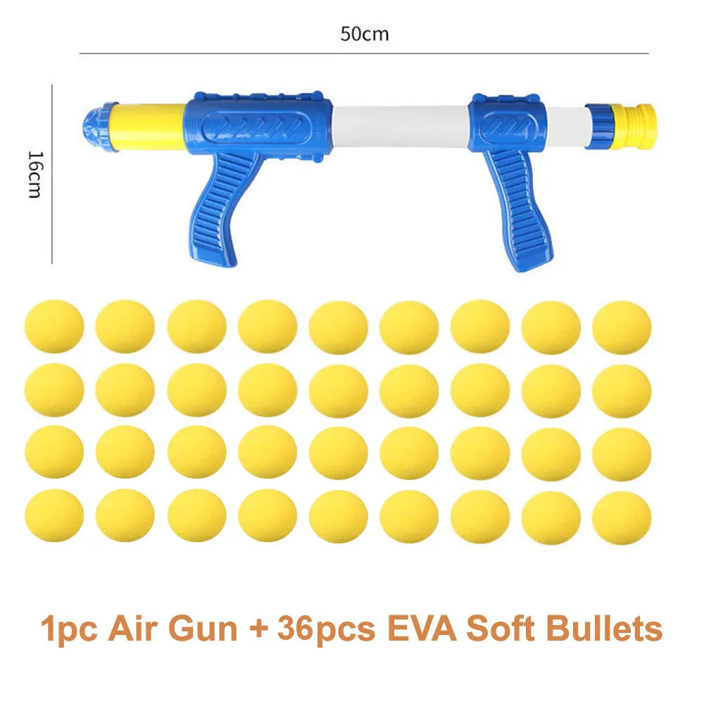 Foam Ball Gun Kids Air Powered Soft Bullet Shooter Toy Desktop Indoor Outdoor Fall 2025 Safe EVA Play