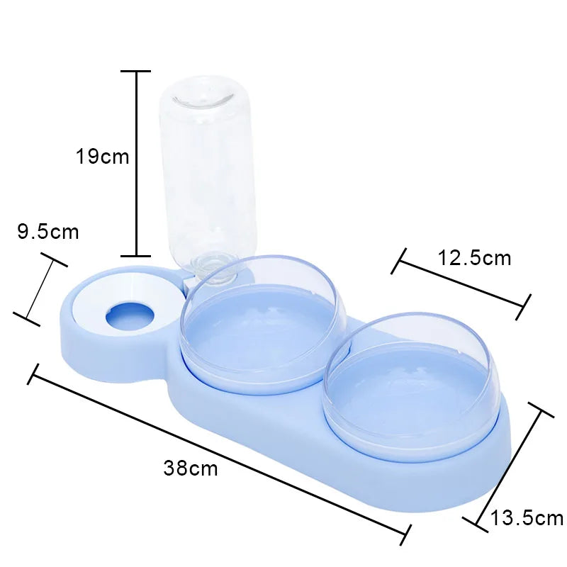 Raised Pet Feeding Station Tilted 3-Bowl Design With 500ML Water Bottle Fall 2025 Ergonomic Spine Protection