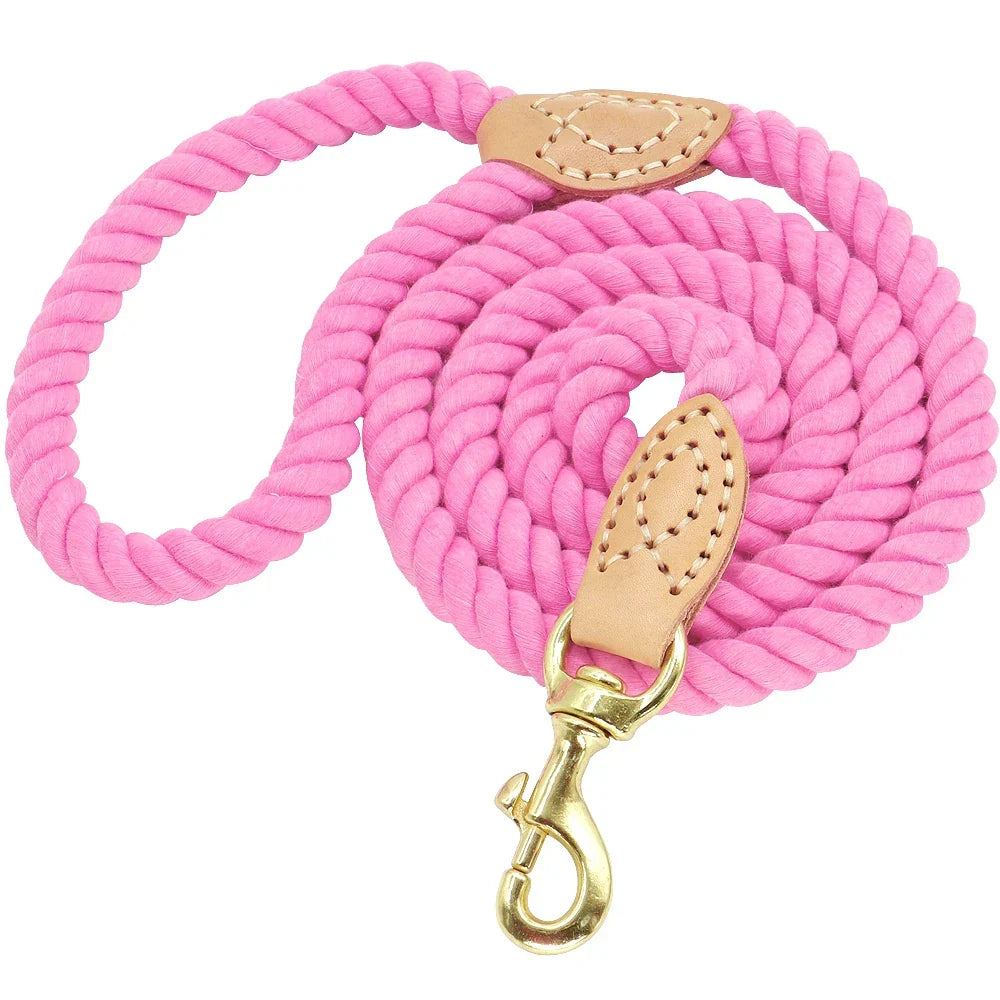 Dog Leash Rope Nylon Heavy Duty Walking Lead Hiking Training Fall 2025 Comfortable Leather Wrapped Grip