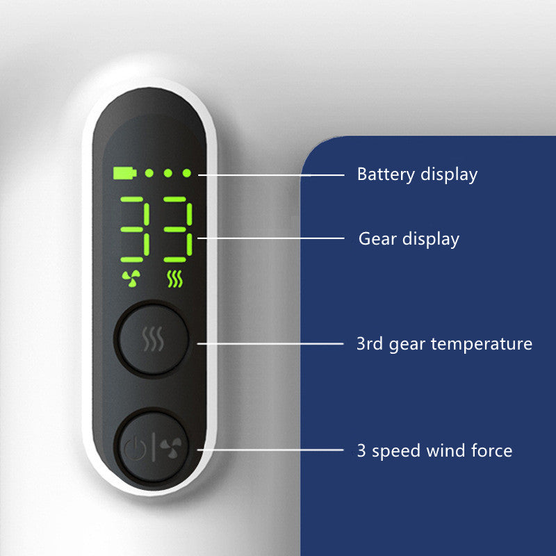 Cordless Hair Dryer USB Chargeable Travel Hair Dryer 30000 RPM Fast Drying Portable Battery Display