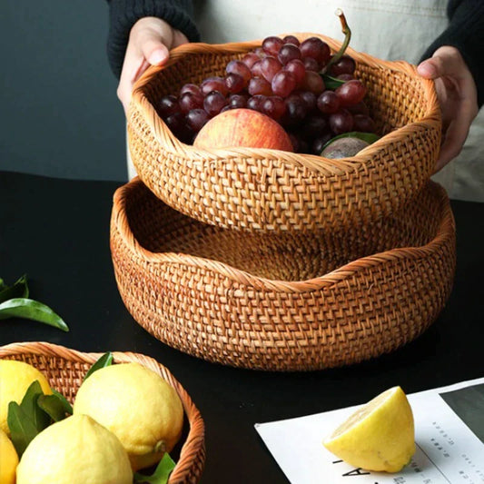 CasaFinesse™ Handwoven Rattan Storage Basket