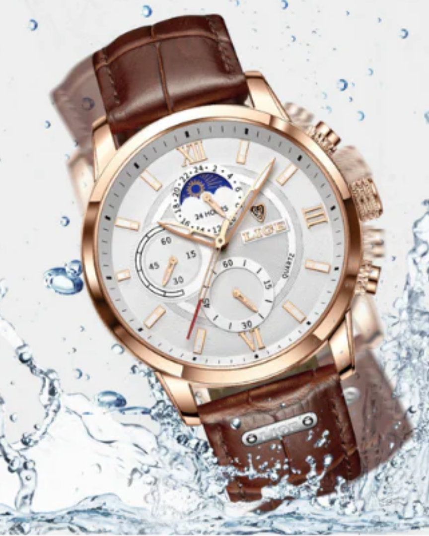 Robust men's wristwatch – classic design, stainless steel, for business and leisure