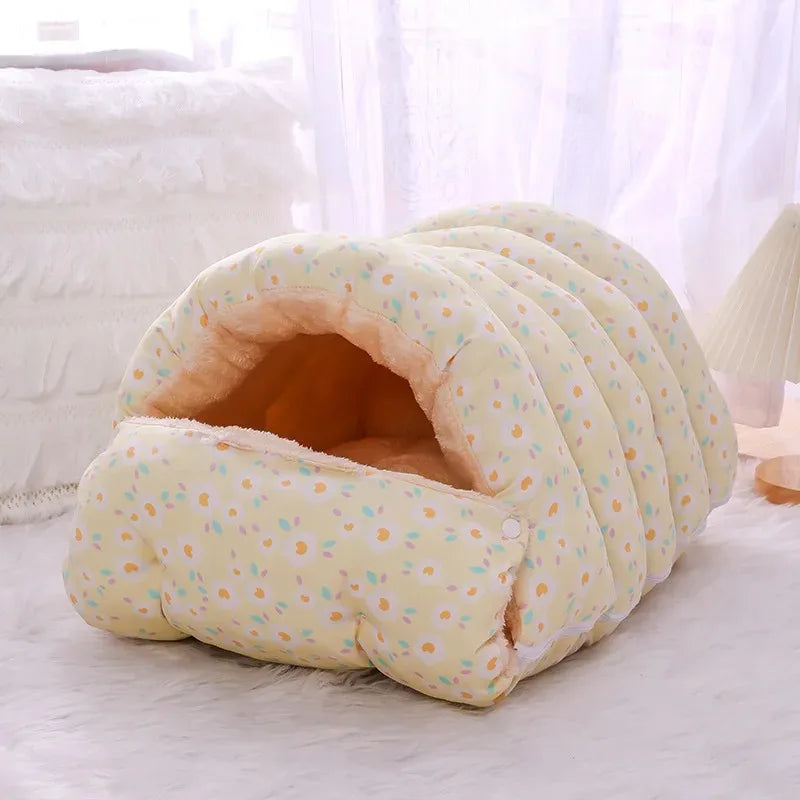 Cat Bed Cocoon Soft Coral Fleece Nest Indoor Winter 2025 Cozy Snuggly Warm Retreat For Cats