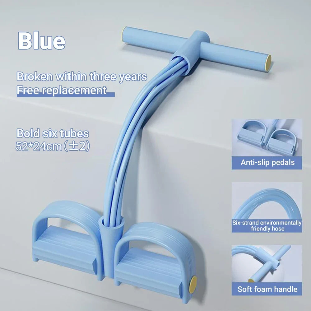 Resistance Band 6 Tube Pedal Puller Fitness Trainer
