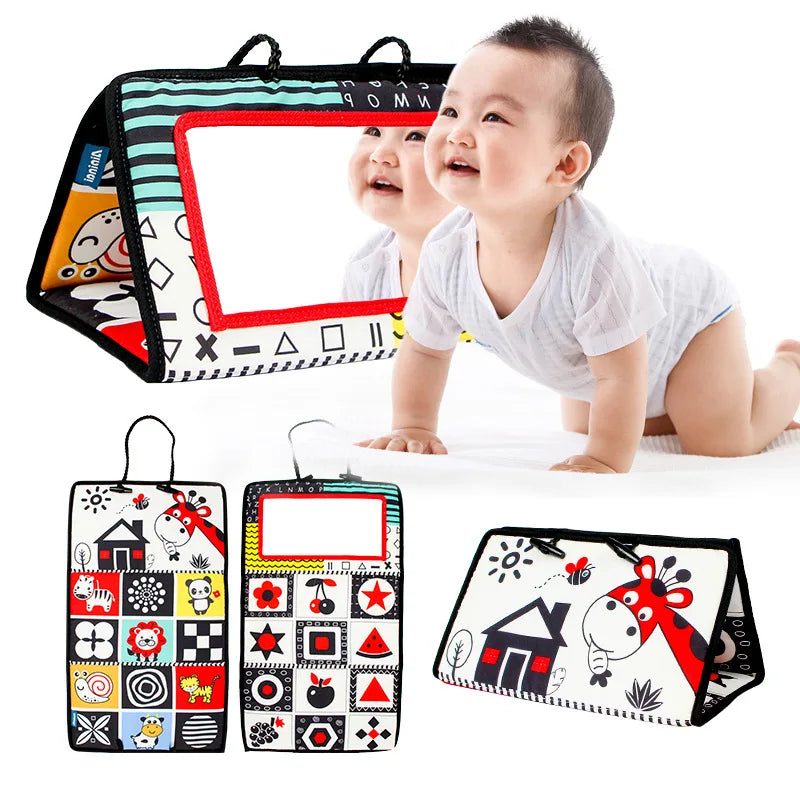 Variant image for Black and White Tummy Time Mirror Toy for Infants, Sensory Development Crinkle Cloth, Best Newborn Tummy Time Toy, Montessori Inspired-10
