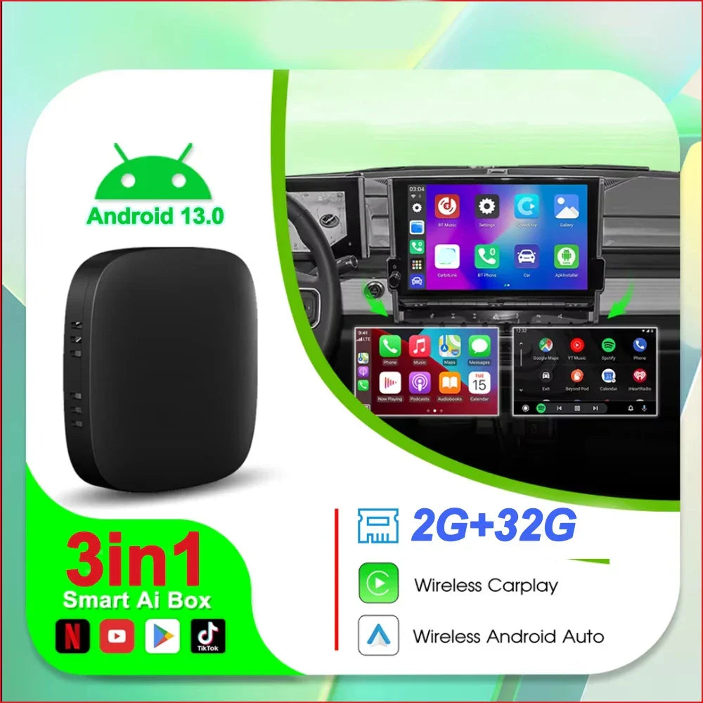 Android TV Box CarPlay AI Wireless BuiltIn Play Store Android Auto YouTube Netflix Fall 2025 Trend Gift