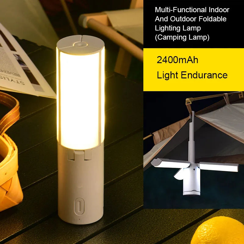 Folding Outdoor Camping Light Portable Lantern Rechargeable 3 Modes Dimmable for Tent Emergency Use