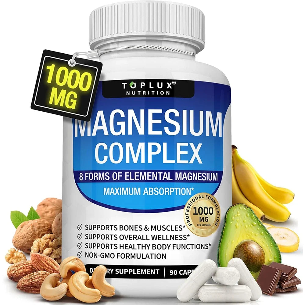 Magnesium Complex 1000mg 8 Elemental Magnesium Dietary Supplement Fall 2026 Wellness High Absorption Sleep Support