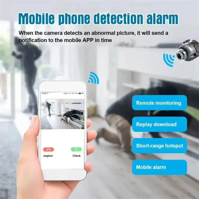 Mini 1080P WiFi HD Security Camera with Night Vision & Motion Detection (Wired Power)