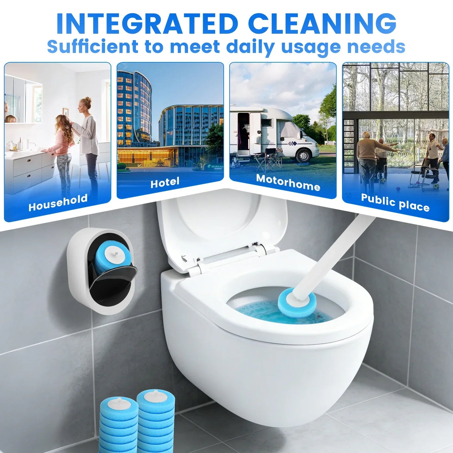 Disposable Toilet Brush Set Wall Mounted Long Handle Hygienic Bathroom Cleaning Kit With 16 Refill Heads Fall 2026