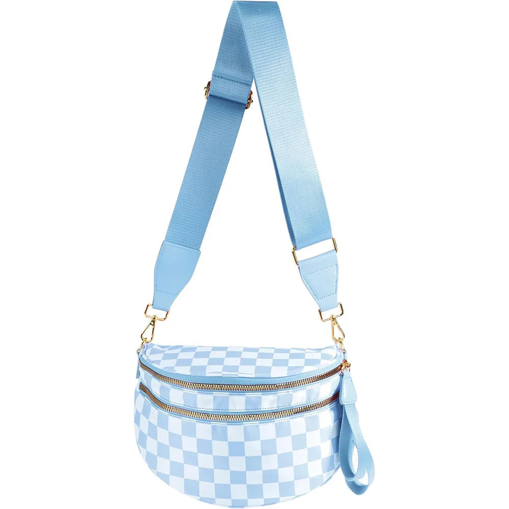 Casual women's checkered crossbody shoulder bag – high-capacity sling bag with adjustable strap