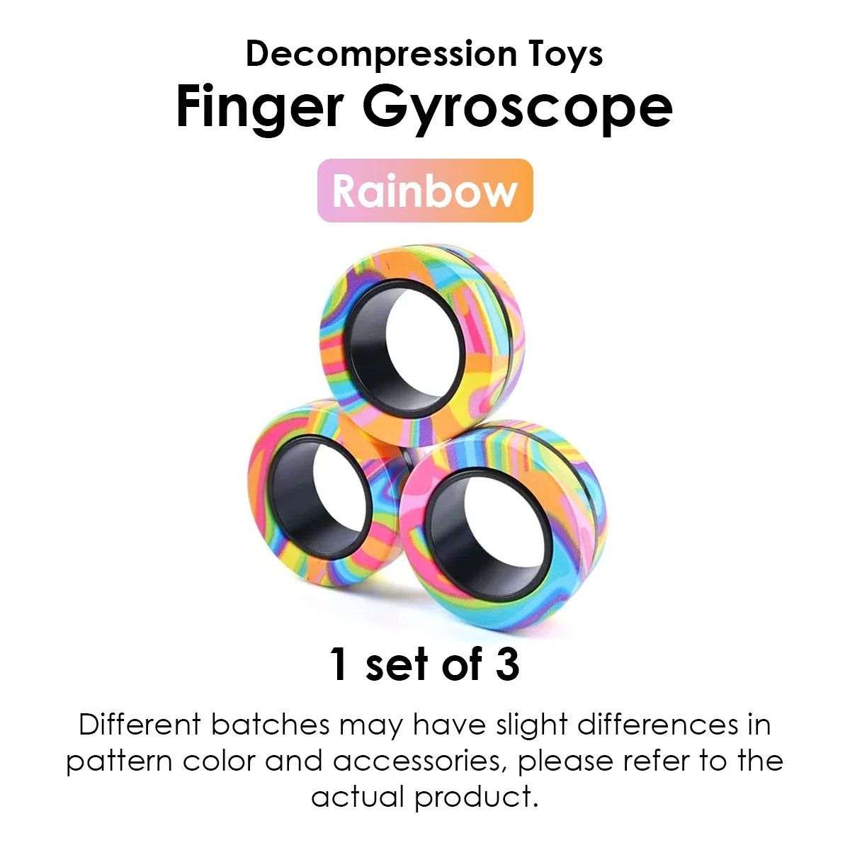 3Pcs Magnetic Rings Fidget Toy Set - Adult Fidget Magnets Pack for Kids and Teens, Stress Relief Spinner Gift