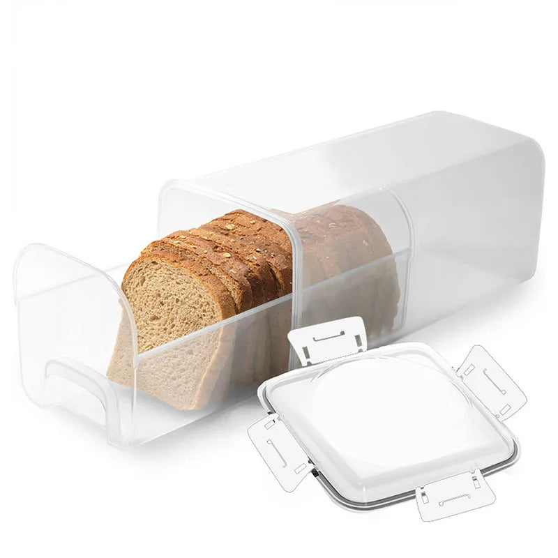 Bread Box Plastic With Sealing Lid And Tray Airtight Bread Storage Container Kitchen Organization 2025 Easy Clean