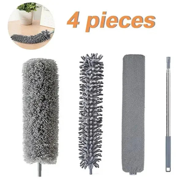 Microfiber Cleaning Tool Set - 4PCS Long Handle Duster & Brushes for Household Cleaning