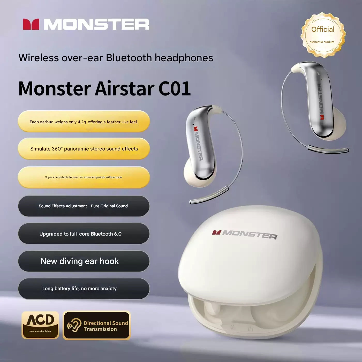 Bluetooth Headphones Ear Hook Wireless Noise Canceling Waterproof Fall 2026 Gift
