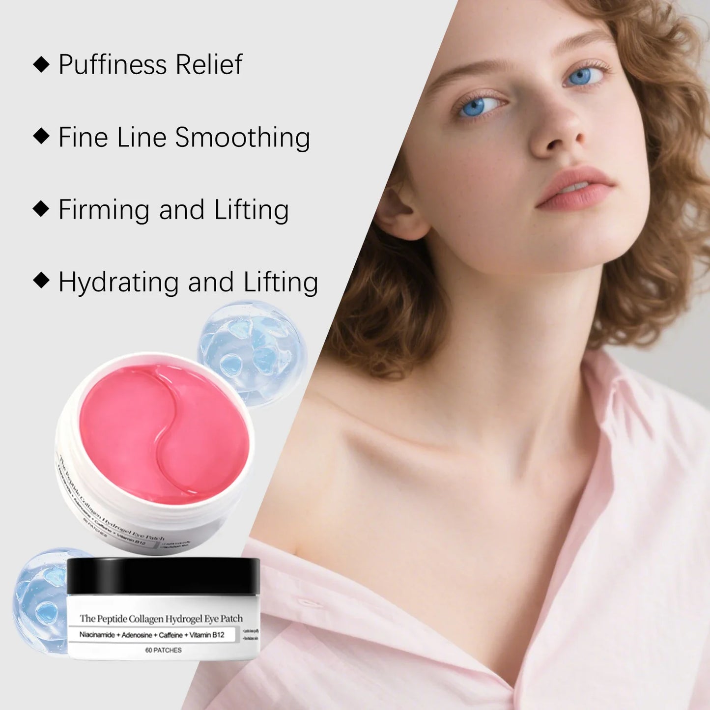 Collagen Hydrogel Eye Patch 60 Patches Skincare Niacinamide Adenosine TikTok Viral Fall 2026 Moisturizing Anti Puffiness Dark Circles