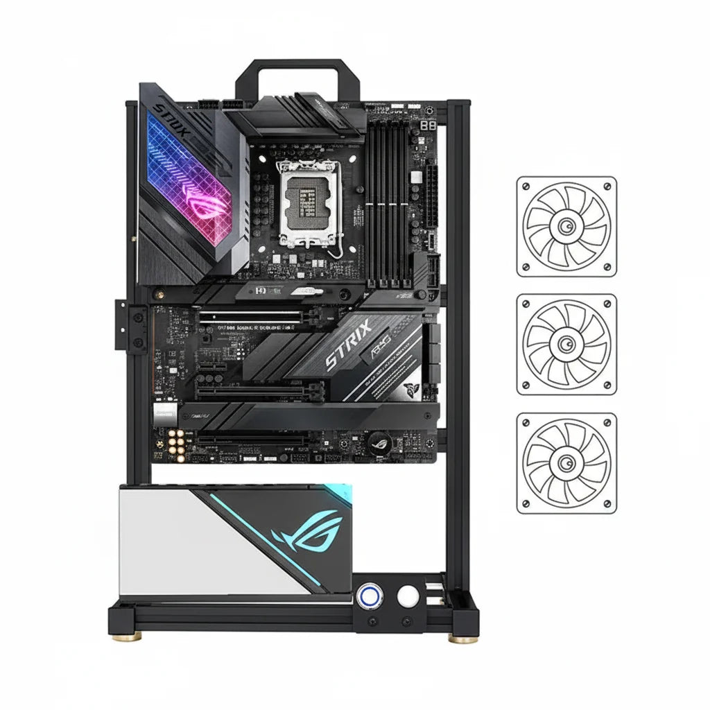 Open Frame Aluminum PC Case Rack EATX Water Cooling