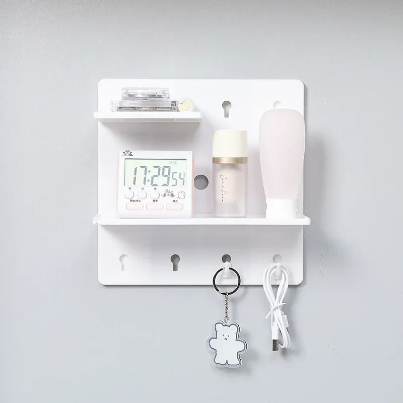 Punch-Free Wall Shelf Organizer with Home Organizers, No Drilling, Kitchen & Bedroom Pegboard Holder