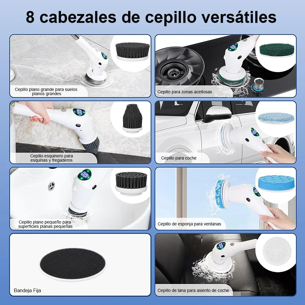 Wireless Rotatable Electric Cleaning Brush - 8 in 1 Household Cleaning Tool for Kitchen & Bathroom