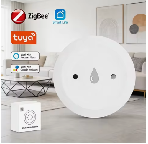 LeakShield WiFi Water Leak Detector Sensor — 100dB Alarm + App Alerts | Zigbee | No Subscription | 3-Pack