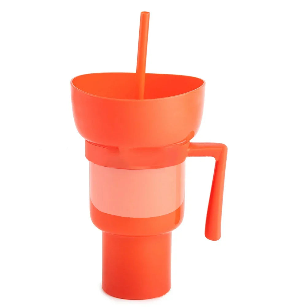Snack Cup 2 In 1 Snack Bowl Tumbler Splash Proof Leakproof Popcorn Stadium Cup Movie Night Fall 2025