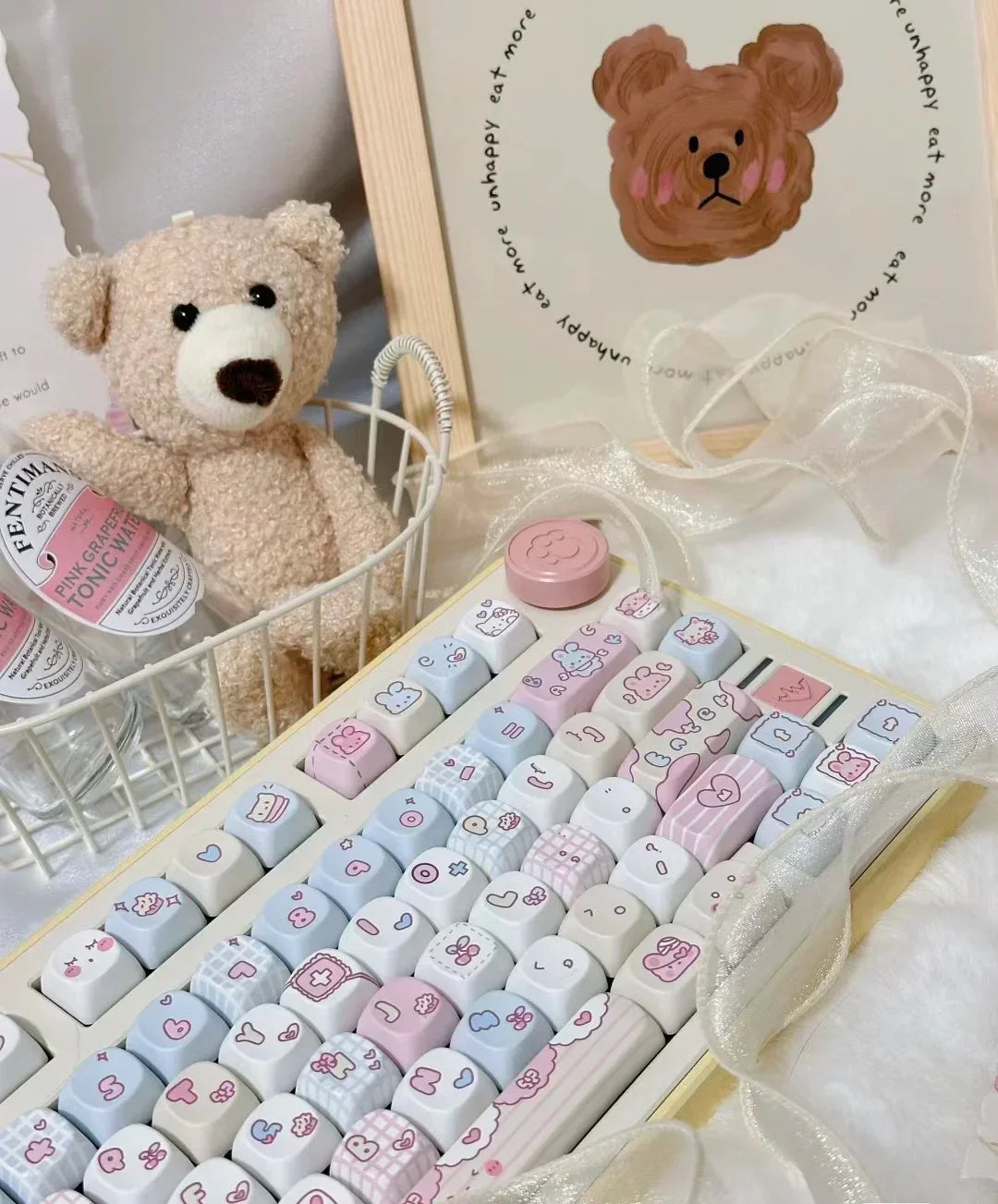 Keycaps PBT Cat Keycap Set Alice Layout 2.25U 2.75U Pastel Mechanical Keyboard TikTok Viral Fall 2025 Cute Desk Gift