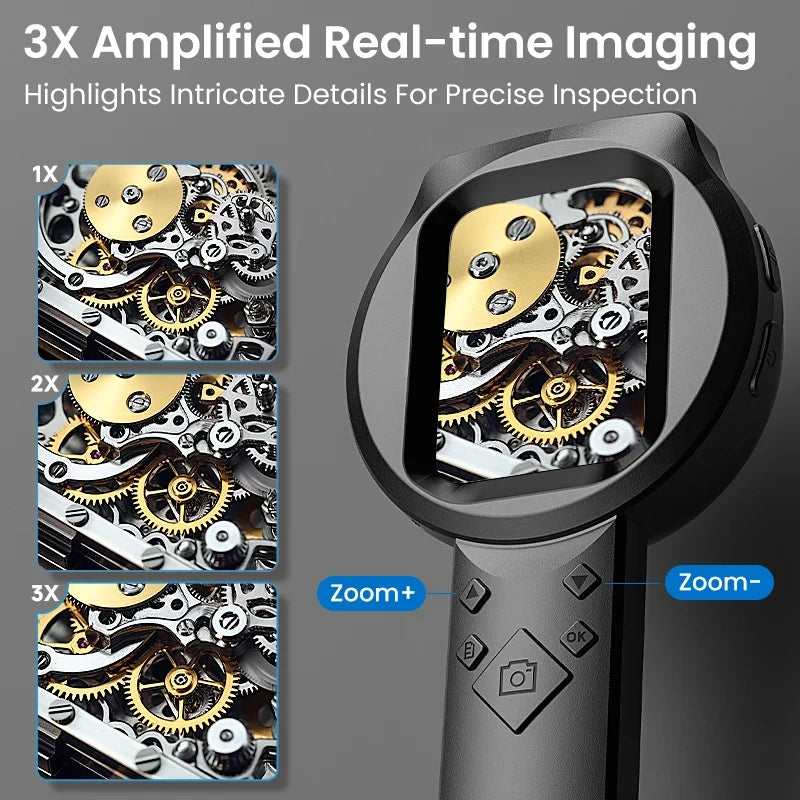 Digital Microscope 2.8-Inch IPS Screen Handheld, 1080P HD, 100X Zoom With 15 LEDs For PCB And Coin Examination