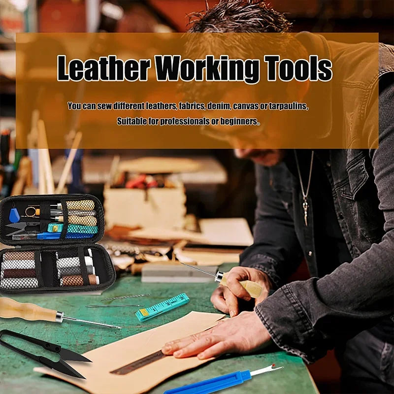 Leather Craft Kit - All-In-One DIY Leather Sewing Tool Set for Home Decor, Fall 2026 Gift Idea