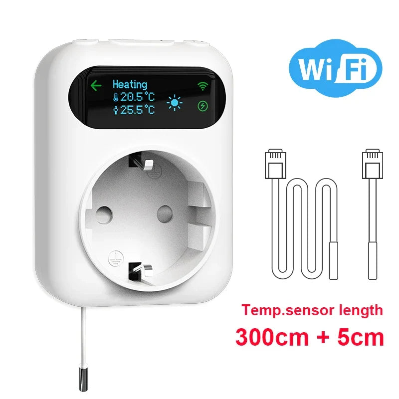 Smart Thermostat Socket With 3M NTC Sensor WiFi Outlet Plug Fall 2025 Smart Home Trend Remote Temperature Control