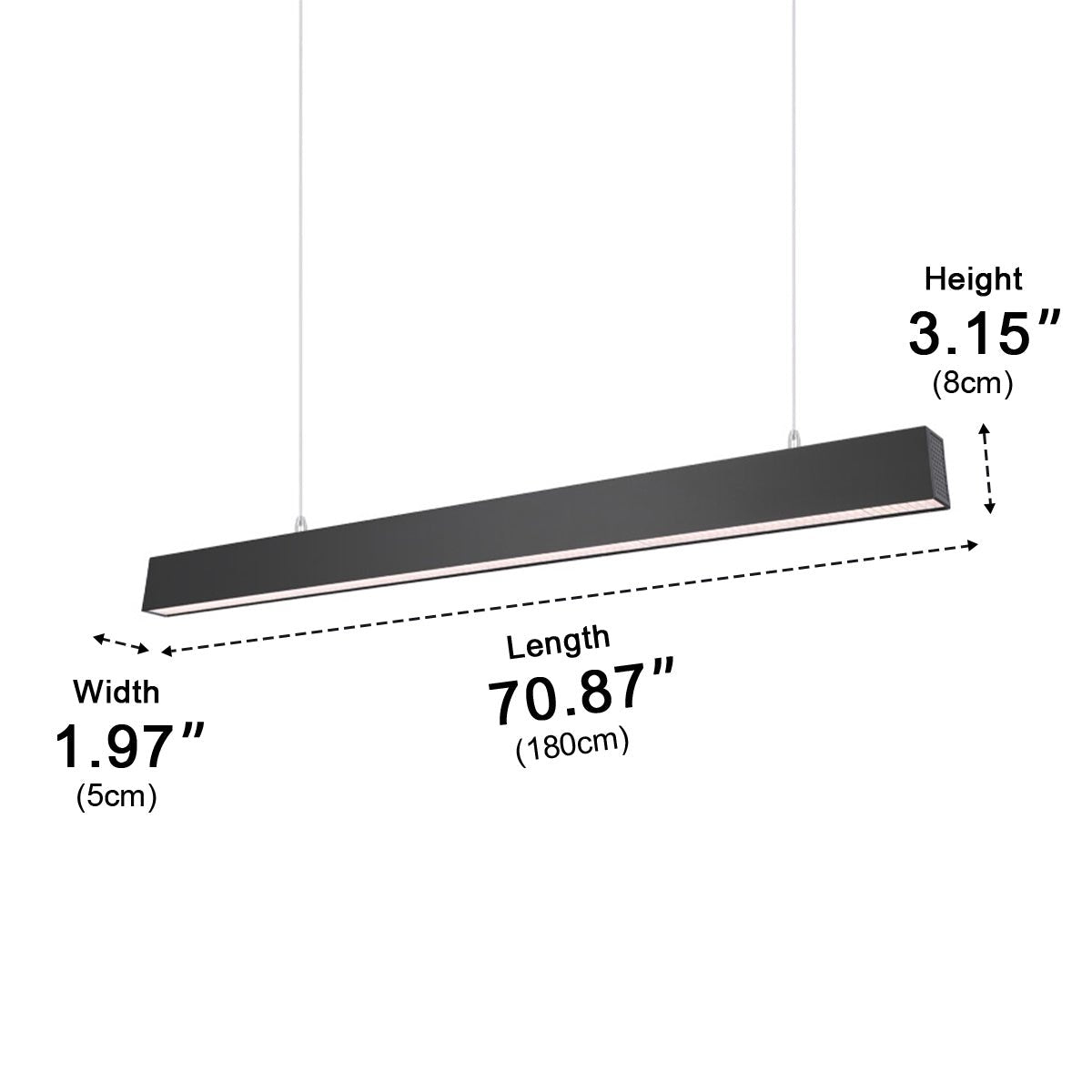 Black Modern Minimalist Linear LED Long Strip Office Ceiling Suspended Pendant Lights