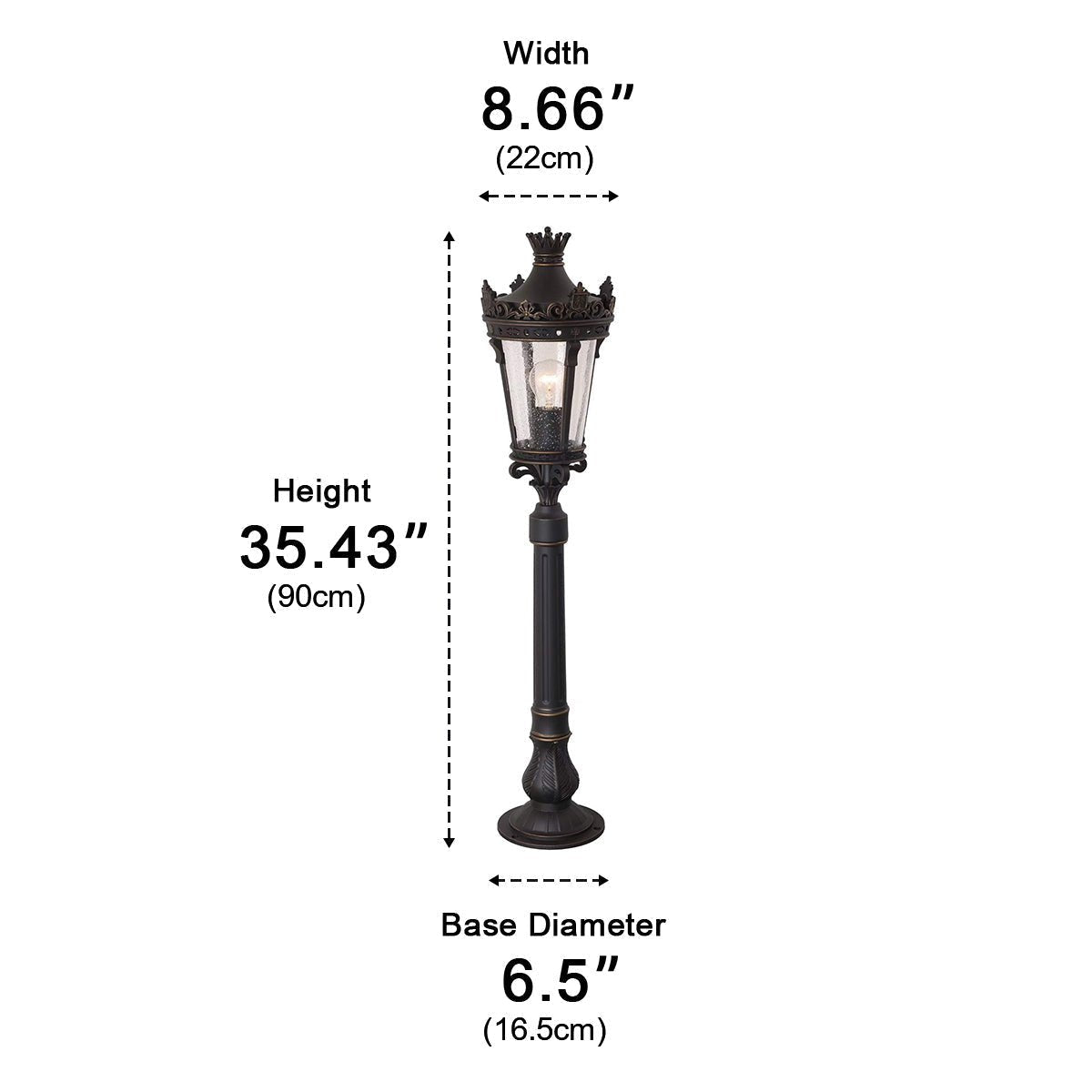 Classic Vintage European Lantern Outdoor Pathway Bollard Light