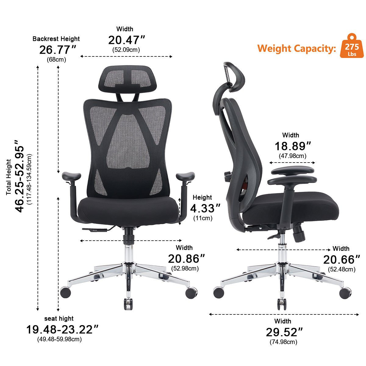 Ergonomic Swivel Mesh Office Computer Chair with Support & Headrest